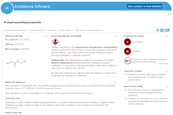 echa infocarte substance n (hydroxymethyl)acrylamide 600x400